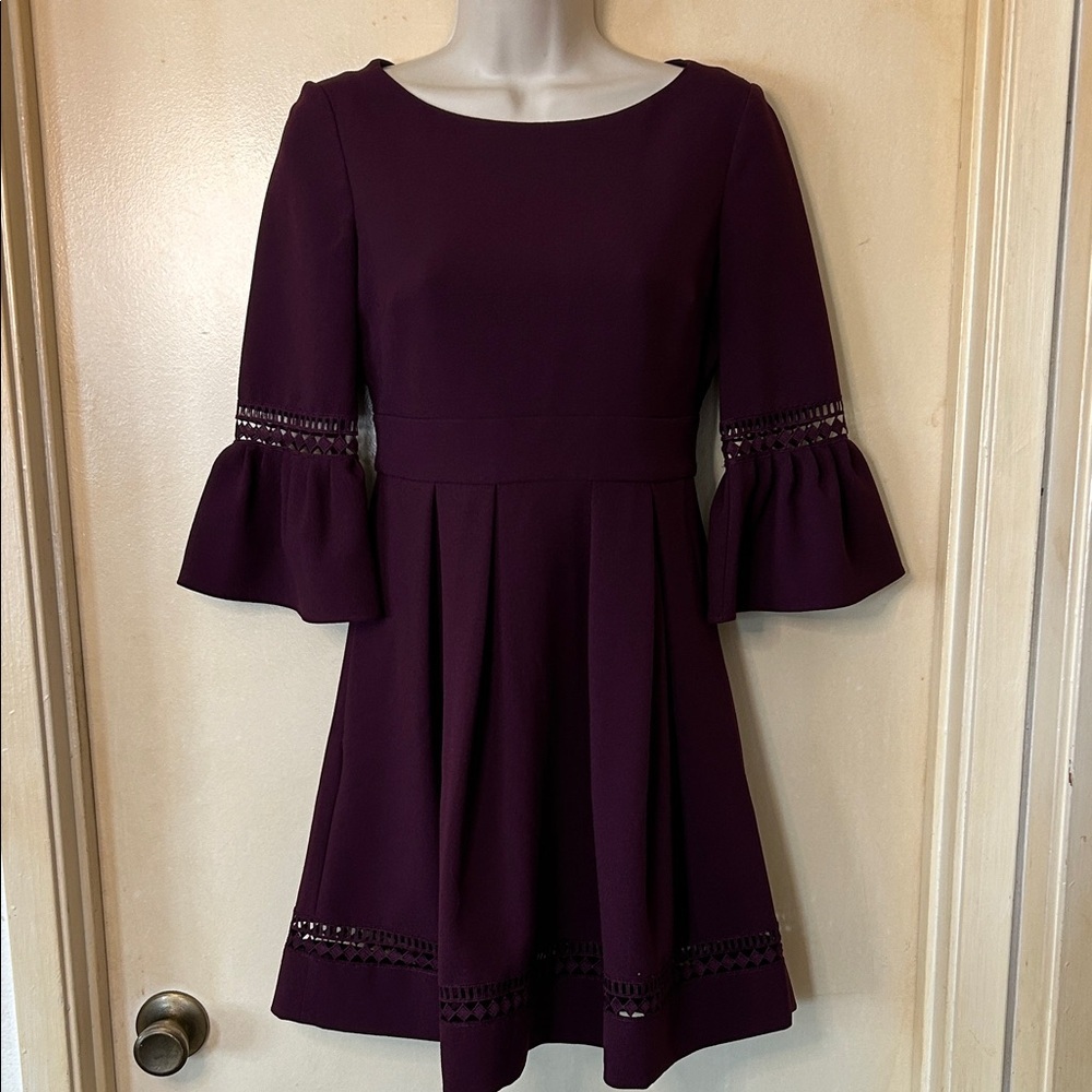 Eliza J Plum Mini Dress with Bell Sleeves size 0P